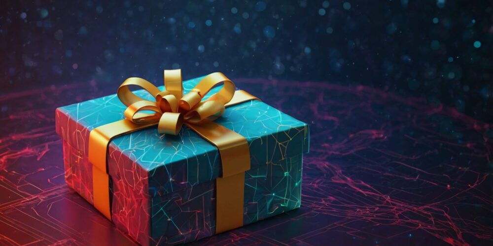 Default Gift box abstract technological background 1