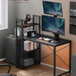 Bureau noir 120 cm avec étagère