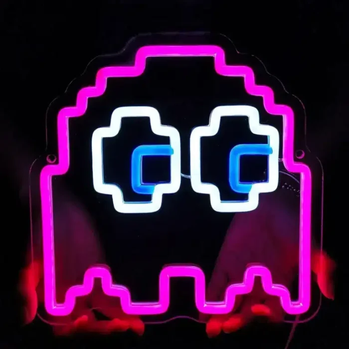 Neon Fantôme Pacman Pixel Art