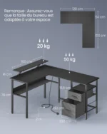 Bureau gaming en L réversible multifonctions – Image 3