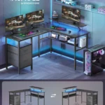 Bureau gaming en L réversible multifonctions