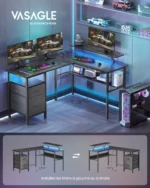Bureau gaming en L réversible multifonctions