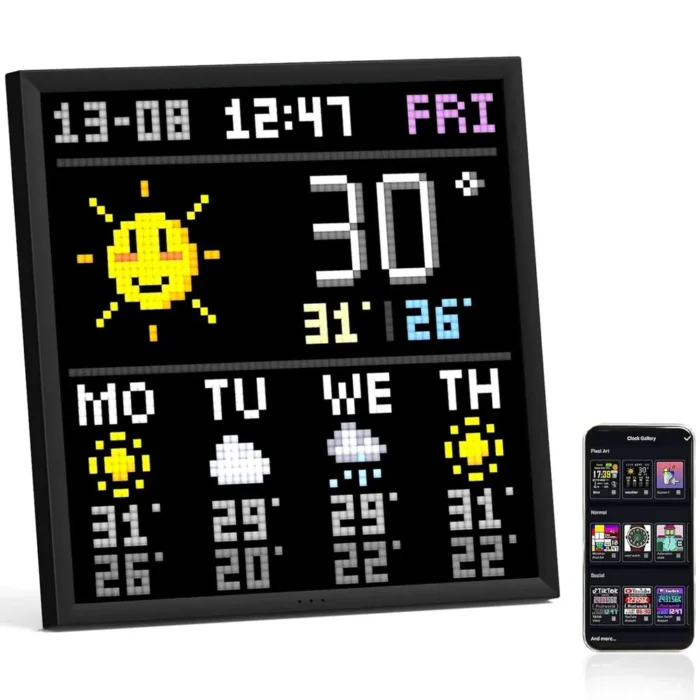 Horloge numérique LED afficheur pixel